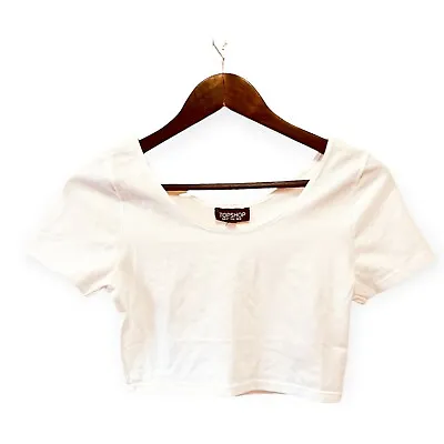 £10.81 • Buy Topshop Women's Size 8 (S/P) Short Sleeve Round Neck Cropped Top Tee Solid White