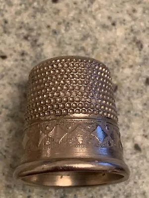 Steel Antique Thimble Made In England Ring Of Diamonds Size 12 8.4g • $4