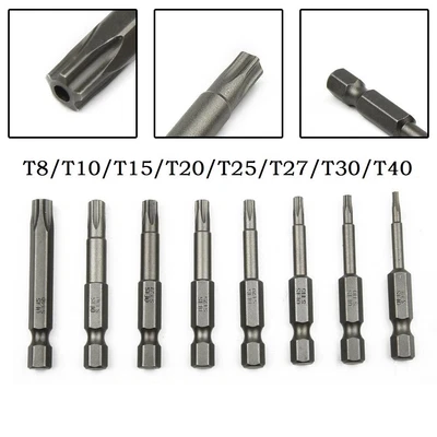 $13.48 • Buy 5pcs 50mm 1/4inch Hex Shank Five-point Magnetic Torx Screwdriver Bits,T8-T40