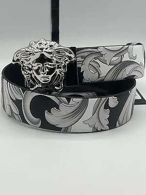 Versace La Medusa Baroque Reversible Leather Belt Black Size 85 Cm / 34” - Italy • $499