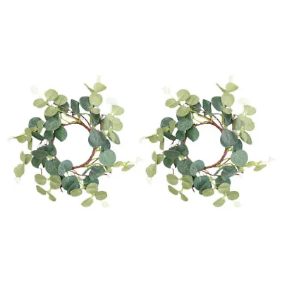 2Pcs Christmas Candle Rings Wreath Small Spring Wreath Pillar Candle Rings V • £8.73