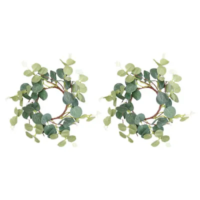 2Pcs Christmas Candle Rings Wreath Small Spring Wreath Pillar Candle Rings • £10.08