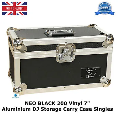 1 X NEO Aluminum Black Vinyl 7  Storage For 200 Records Singles DJ Carry Case • £49.99