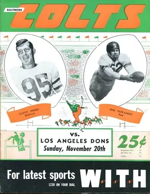 1949 AAFC Baltimore Colts V Los Angeles Dons Program 11/20 Ex/MT Nice 54605 • $94.56