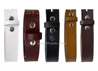 Men Genuine Real Cow Hide Leather Stud Snap Clip On Belt Strap 38 Mm • £11.99