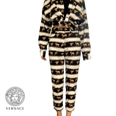 Versace Jeans Couture Lions Cheetahs Tigers Leopards Striped Print Jeans • $199