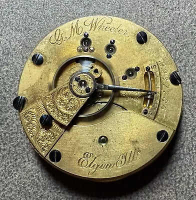 1887 ELGIN GM WHEELER 18S 15J PW LS GRADE 82 POCKET WATCH MOVEMENT Running • $35