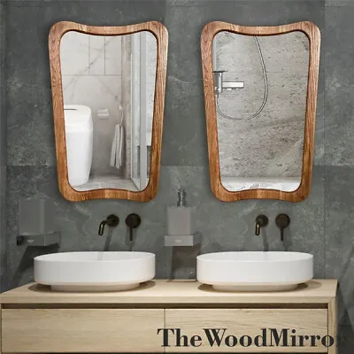 Wood Bathroom Mirror  Wood Vanity Mirror  Mid Century Mirror  Wood Frame • $155.75