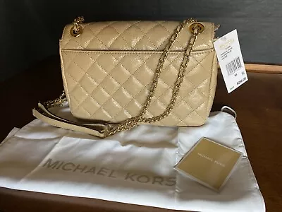 MICHAEL KORS Sloan Bisque Quilted Leather Lg Chain Shoulder Bag Purse $298 NEW • $143.50