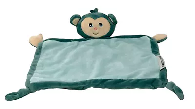 BLANKETS & BEYOND Teal Monkey Lovey Knotted Corners Plush Security 2017 • $5.98