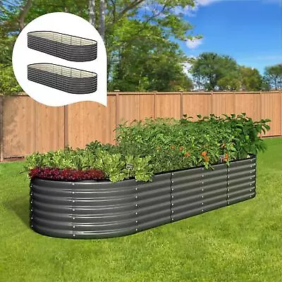 Livsip X2 Raised Garden Bed Kit Planter Oval Galvanised Steel 240cmX80cmX56cm • $239.90