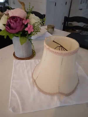 Vintage Scallop Lampshade/pink Trim. Clip • $24