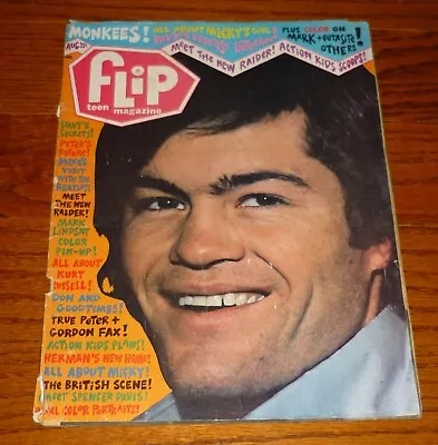 FLIP Teen Magazine August 1967 The Monkees Micky Dolenz Cover The Raiders ++ • $4.95