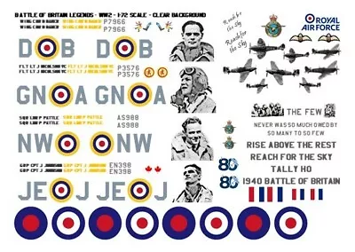 1:72 RAF WW2 & Battle Of Britain Anniversary & Legends Tribute Decals - Typhoon • £7