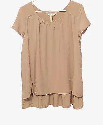 Matilda Jane Make Believe Shadows Top Pullover Dbl Layered 24611T Beige M #16055 • £14.36