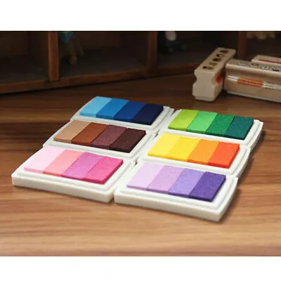 6Pcs Rainbow Colour Ink Pad Rubber Stamp Finger Ink Stamps For DIY Making Craft • £11.03