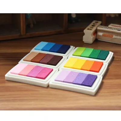 6x Rainbow Colour Ink Pad Rubber Stamp Finger Ink Stamps For DIY Making Craft • £9.47
