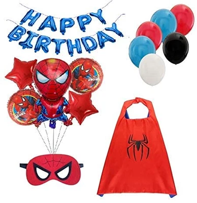 $24.99 • Buy Spiderman Party Supplies - Cape, Mask, Banner & Balloons - Ideal For Kids' Party