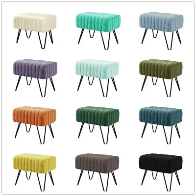 44 Colors Super Mink Faux Fur Ottoman Bench Foot Rest Vanity Makeup Vanity Stool • $127.49