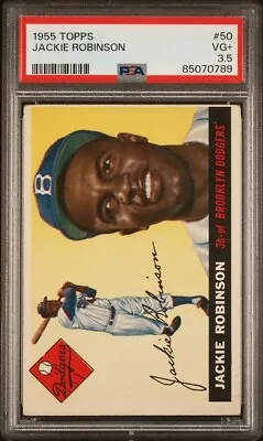 1955 Topps Baseball Jackie Robinson #50 PSA 3.5 VG+ VERY GOOD MS99 • $679.99