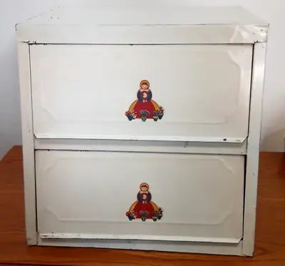 Vintage 1940's 1950's  2 Door Metal Tin Vented Bread Box Pie Safe Double Shelf • $65