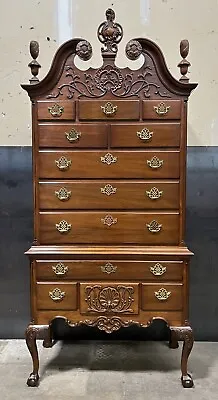 Councill Craftsman Chippendale 90  Highboy; Solid Mahogany With Hand Carving • $2195