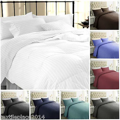 Duvet Cover & Pillow Case 100% Egyptian Cotton Stripe 400TC Bedding Set All Size • £4.95