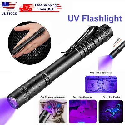 Zoomable 395nm UV Light Penlight Black Light Scalable Clip Pen Light Flashlight • $9.29