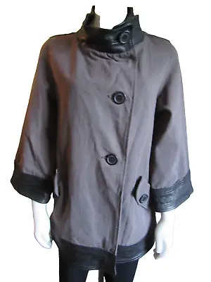 Mike & Chris Womens Olive Green Cotton Leather Trim Peacoat Jacket Size M • $69.95