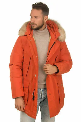 £435 • Buy WOOLRICH Orange Parka Jacket Size XXL Goose Down Fur Trim Coat XL ARTIC RRP £895