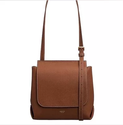 Oroton Margot Medium Satchel Brown Pebble Leather Crossbody Shoulder Bag • $200