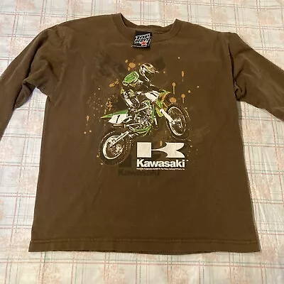 Top Heavy Brand Kawasaki Long Sleeve Tee Youth Large 2005 Dirt Bike Racing • £14.59