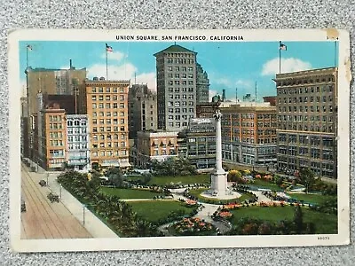 1930 White Border UNION SQUARE San Francisco CA Sign For Moore's Fountain Pens • $2.95