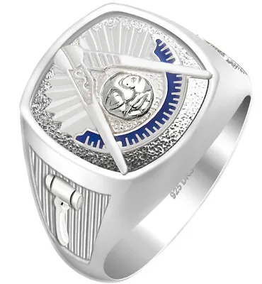 Customizable Men's 0.925 Sterling Silver Past Master Freemason Masonic Ring • $258.99