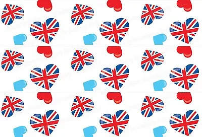 London UK Union Jack Heart Cake Topper Border Strip Wrap Party Decoration Edible • £6.49