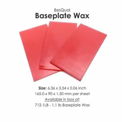 $18.90 • Buy Meta BesQual Base Plate Pink Wax Extra Tough 1 LB. Dental Lab 165 X 90 Mm #712