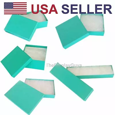 BULK Teal Paper Jewelry Gift Boxes With Cotton Fill Padding - 11 Sizes • $17.99