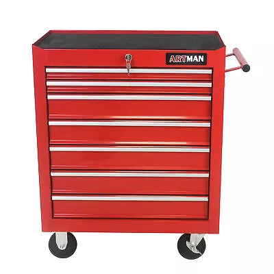 New Tool Trolley Cart With 7 Drawers Steel Tool Chest On Wheels With Handle Red • $276.63