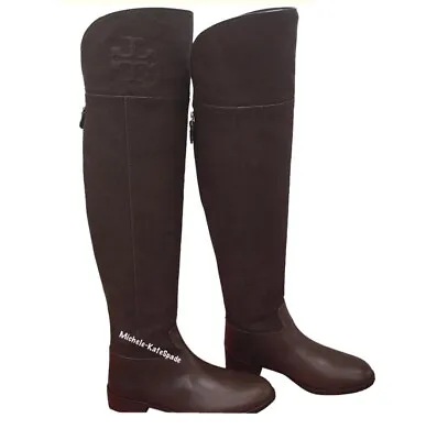 NIB TORY BUCH Brown Simone Over The Knee 35mm Boot *CHOOSE YOUR SIZE * • £380.86