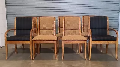 Set Of 8 Henredon Maple Triomphe Empire Style Dining Chairs Designer Fabric • $2299