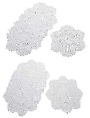 £6.99 • Buy White Floral Lace Round Doilies 6 Pack Traditional Table Dressing Mats 20cm 30cm