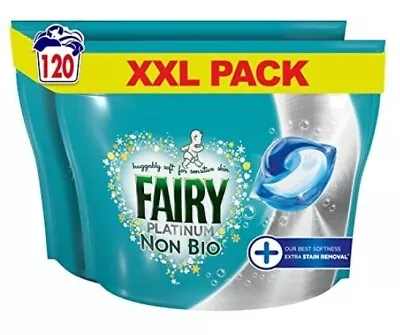 Fairy Non-Bio Platinum PODS 120 Pcs Extra Stain Removal Washing Liquid Laundry • £48