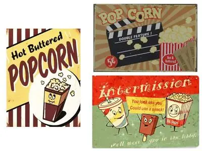 Metal Tin Sign Popcorn Snack Movie Cinema Vintage Retro Novelty Wall Decal Art • $9.69