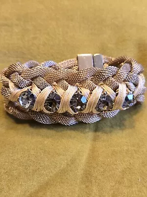 Banana Republic Signed Gold Tone Braided Mesh Bracelet  • $25