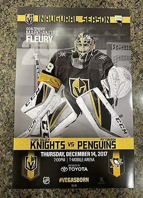 Vegas Golden Knights Game 15/41 Marc Andre Fleury Inaugural Poster 12/14/17 • $20