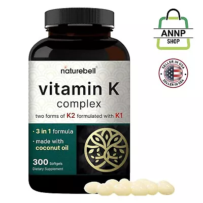 Vitamin K Complex K1 + K2 (MK-7 & MK-4) 2600Mcg Per Serving 300 Coconut Oil So • $19.33