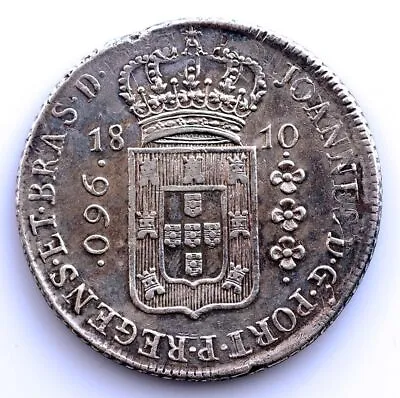 SC Brasil-Joao. 960 Reis 1810. MINTED ABOUT 8 SPANISH REALS. Silver 26.7g • £125.80