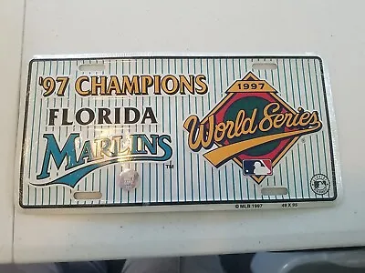 Vintage 1997 Florida Marlins MLB World Series Champions Logo Metal License Plate • $8
