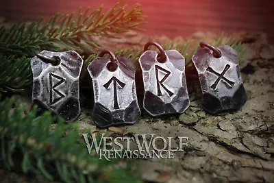 Hand-Forged Viking Rune Pendants - Hammered Steel Talisman - Norse/Symbols/Power • $25.95