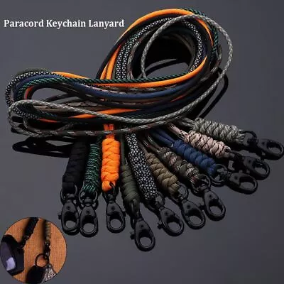 Paracord Keychain Lanyard Rotatable Buckle High Strength Parachute Cord Key Ring • $11.97